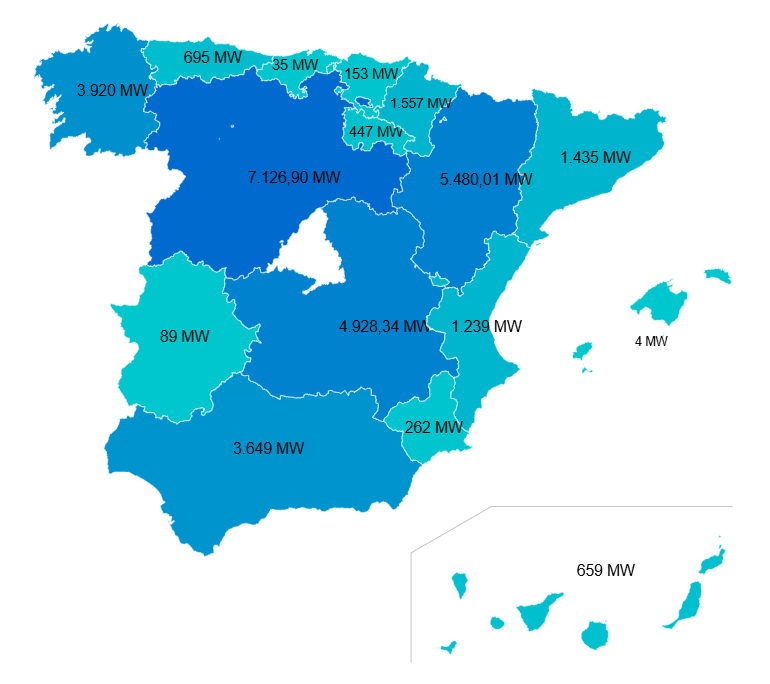 Mapa de los Parques Eólicos Espana en 2025