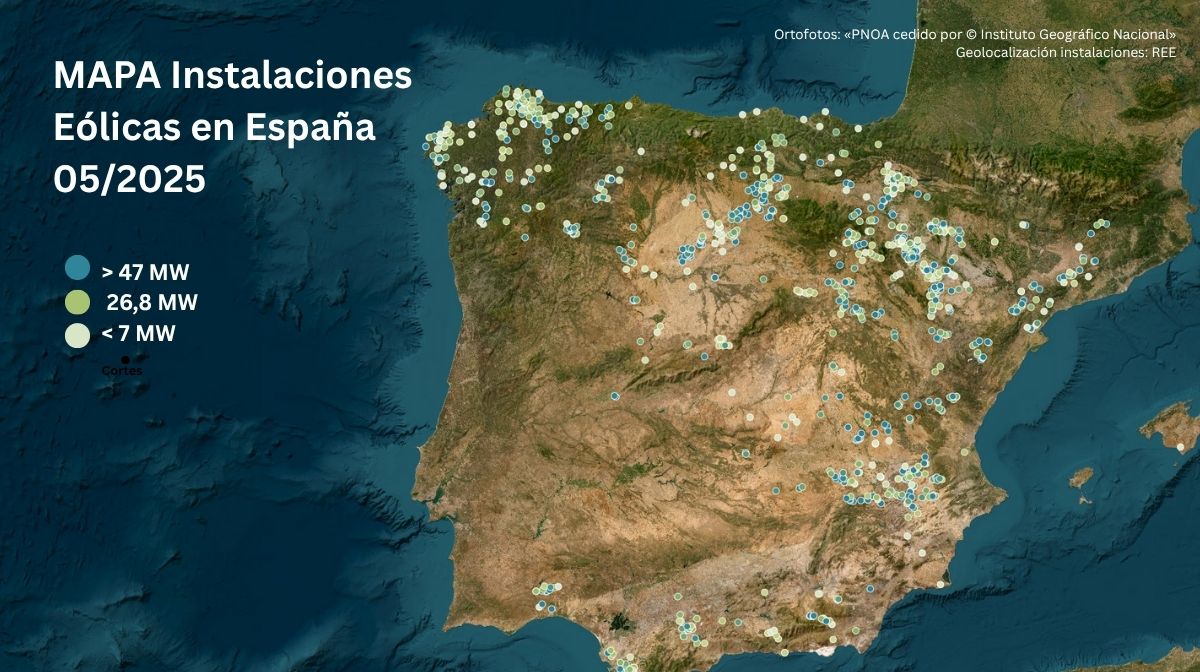 Mapa de Instalaciones Eólicas en España 2025